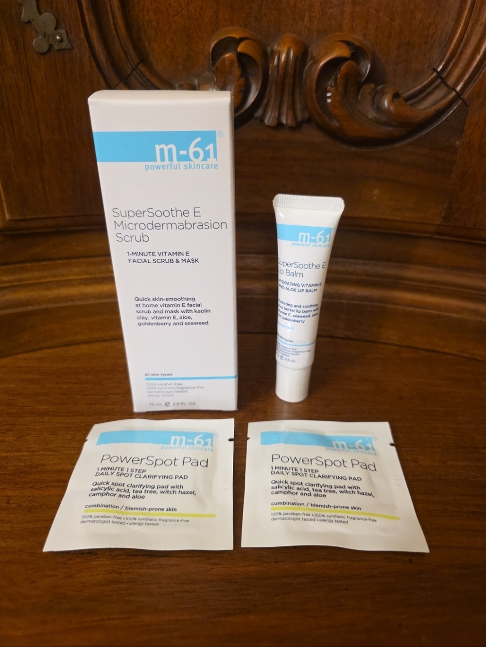 M-61 SuperSmooth E Microdermabrasion Scrub/Lip Balm/2 PowerSpot Pads--New